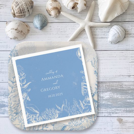 Hochzeit zum Thema Blauer Toiler Ozean Serviette