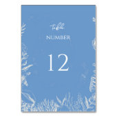 Hochzeit zum Thema Blauer Toiler Ozean Tischnummer (Vorderseite)