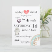 Hochzeit zum Thema der 1970er Jahre Einladung (Stehend Vorderseite)