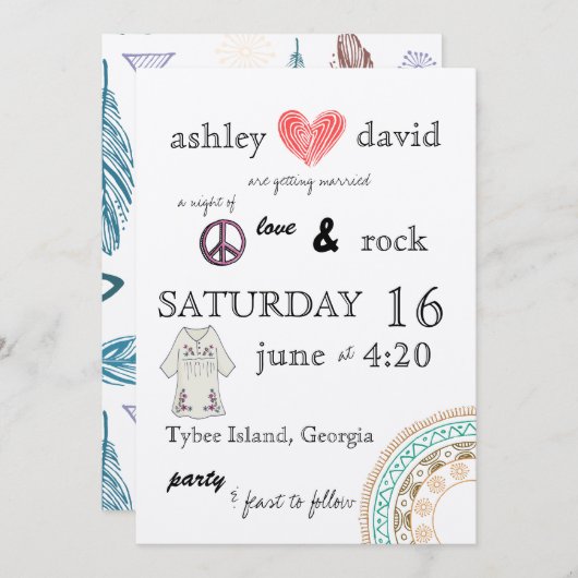 Hochzeit zum Thema der 1970er Jahre Einladung (Vorne/Hinten)