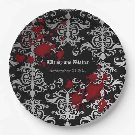 Hochzeit zum Thema Goth Vampire Pappteller (Vorderseite)
