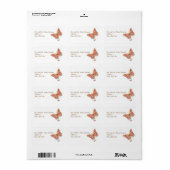 Hochzeit zum Thema Korallenschmetterling Adressaufkleber (Vorne)