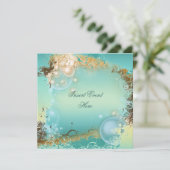 Hochzeit zum Thema Strand - elegantes Party Einladung (Stehend Vorderseite)