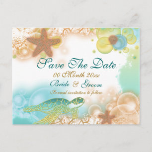 Hochzeit zum Thema Strand "Save the Date" Ankündigungspostkarte