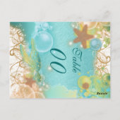 Hochzeit zum Thema Strand "Tischnummer" Postkarte (Rückseite)