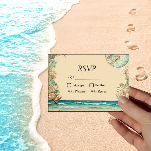 Hochzeit zum Thema Traumstrand RSVP Karte