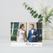 Hochzeit zwei Foto Danke Budget Postkarte (Stehend Vorderseite)