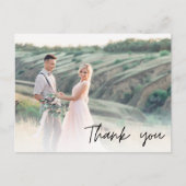 Hochzeit zwei Foto Danke Postkarte (Vorderseite)