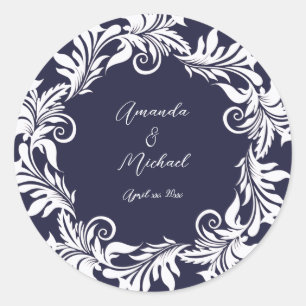 Hochzeit zwischen Marine und White Runder Aufkleber