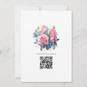 Hochzeit zwischen Rosa und Blauen Flora Einladung (Rückseite)