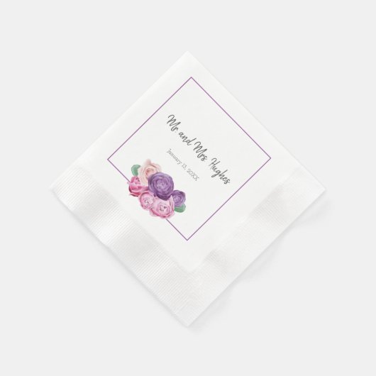 Hochzeit zwischen ultraviolett und rosa Rosen Serviette (Ecke)