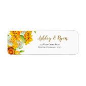 Hochzeitadresse Labels Sonnenblumen Wasserfarbe (Vorne)