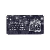 Hochzeitadresse Mason Jars String Lights Navy Blue Adressaufkleber (Vorne)