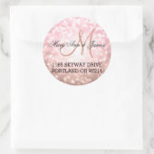 Hochzeitadresse Rose Rosa Glitzer Lights Runder Aufkleber (Tasche)