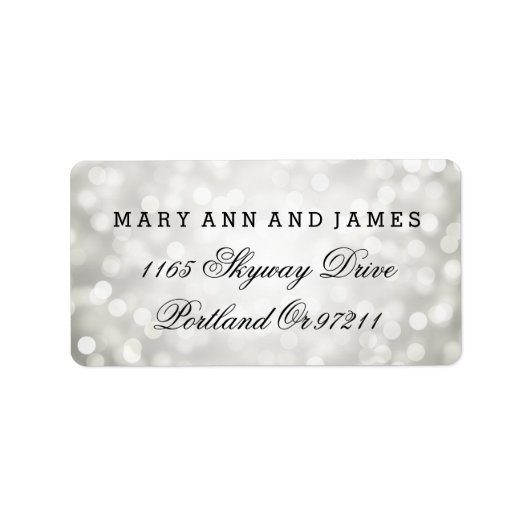 Hochzeitadresse Silver Glitzer Lights Adressaufkleber (Vorne)