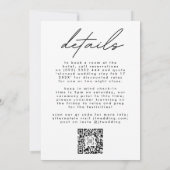Hochzeitaufenthalt Detail QR Code BLACK Modern Einladung (Rückseite)