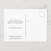 Hochzeitaufschiebung Sicherheit Erste COVID-Skript Ankündigungspostkarte (Rückseite)