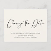 Hochzeitaufschub ändern das Datum der Lichtcreme Ankündigungspostkarte (Vorderseite)