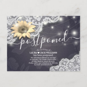 Hochzeitaufschub ändern das Datum Sonnenblumen Ankündigungspostkarte