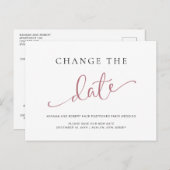 Hochzeitaufschub Ändern Sie die Rose des Datums Sc Ankündigungspostkarte (Vorne/Hinten)