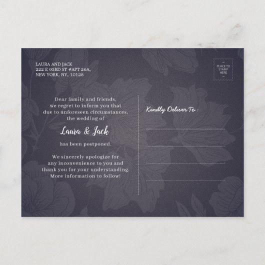 Hochzeitaufschub Bleibe Zuhause Bleibe Safe Hydran Ankündigungspostkarte (Rückseite)