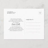 Hochzeitaufschub Bleibe Zuhause und Bleibe sichere Ankündigungspostkarte (Rückseite)