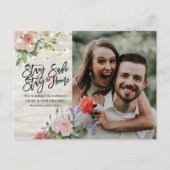 Hochzeitaufschub Bleibe Zuhause und Bleibe sichere Ankündigungspostkarte (Vorderseite)