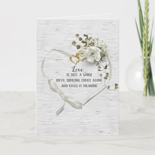Hochzeitband Herz auf Birch Card Karte (Vorderseite)