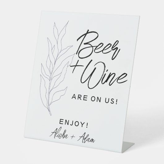 Hochzeitbier & Bar Tabletop Blätter unterzeichnen Sockelschild (Vorderseite)
