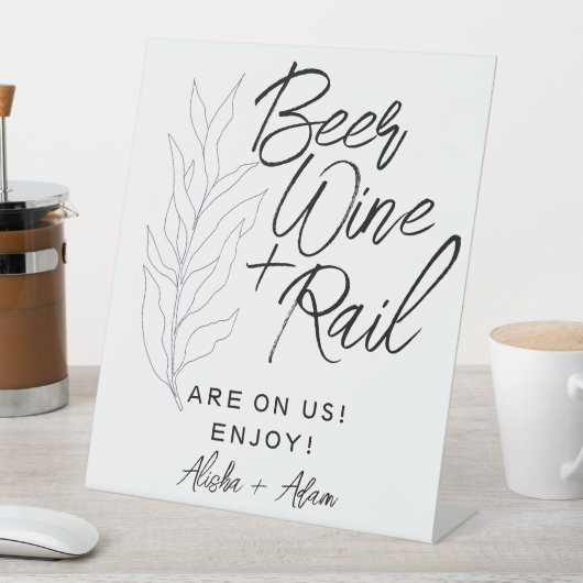 Hochzeitbier Wein & Bar Tabletop Blätter für die U Sockelschild (In Situ)