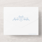 Hochzeitblatt-Art-Herz-Monogramm All In One Einladung (Rückseite)