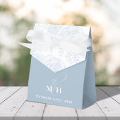 Hochzeitblumen Dusty Blue Botanical Monogram Geschenkschachtel