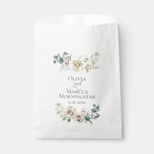 Hochzeitblumen Elfenbeinpeony-Blume Geschenktütchen (Vorderseite)