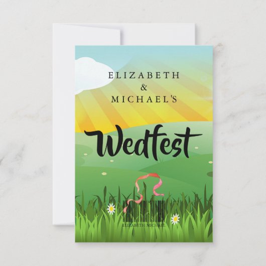 Hochzeitblumen Festival Fields Wedding RSVP Save The Date (Rückseite)