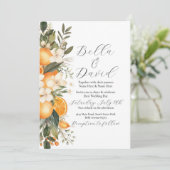 Hochzeitblumen Fruchtorangen-Zeremonie Einladung (Stehend Vorderseite)