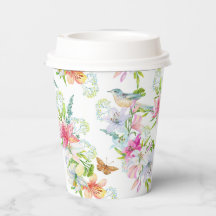 Hochzeitblumen Lilien und Vögel Wasserfarbe