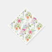 Hochzeitblumen Lilien und Vögel Wasserfarbe Serviette (Ecke)