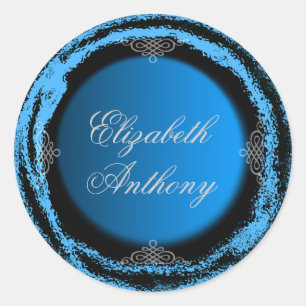 Hochzeitbride Groom Blue Sticker Foil