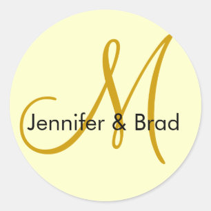 Hochzeitbride Groom Ivory Gold Monogram Sticker
