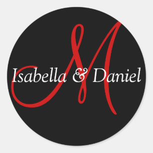 Hochzeitbride Groom Names Monogram Siegel Elegant Runder Aufkleber