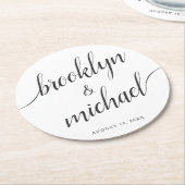 Hochzeitbride und handgeschriebene Kalligraphie Runder Pappuntersetzer (Angewinkelt)