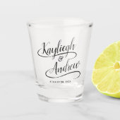 Hochzeitbride und handgeschriebene Kalligraphie Schnapsglas (Vorderseite)