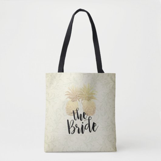 Hochzeitbride Vintage Ananas Damasepapier Tasche (Vorderseite)
