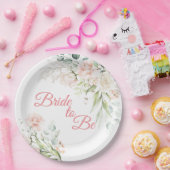 Hochzeitbride zu floraler Elegant rosa Skript Pappteller (Party)