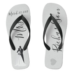 Hochzeitbrücke Flip Flops Personalisierter Datumsn Badesandalen