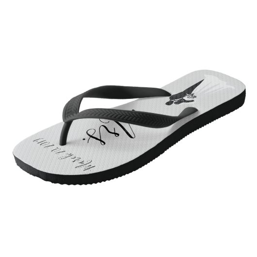 Hochzeitbrücke Flip Flops Personalisierter Datumsn Badesandalen (Schrägansicht)