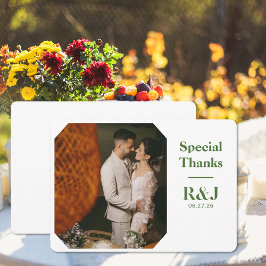 Hochzeitcouple Monogramm Foto hinzufügen Dankeschö Mitteilungskarte