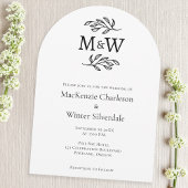 Hochzeitcouple Simple Monogram Initials Minimalist Einladung