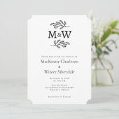 Hochzeitcouple Simple Monogram Initials Minimalist Einladung (Stehend Vorderseite)