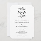 Hochzeitcouple Simple Monogram Initials Minimalist Einladung (Vorderseite)